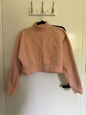 Forever 21 Blush Pink Cropped Mock Neck Sweatshirt